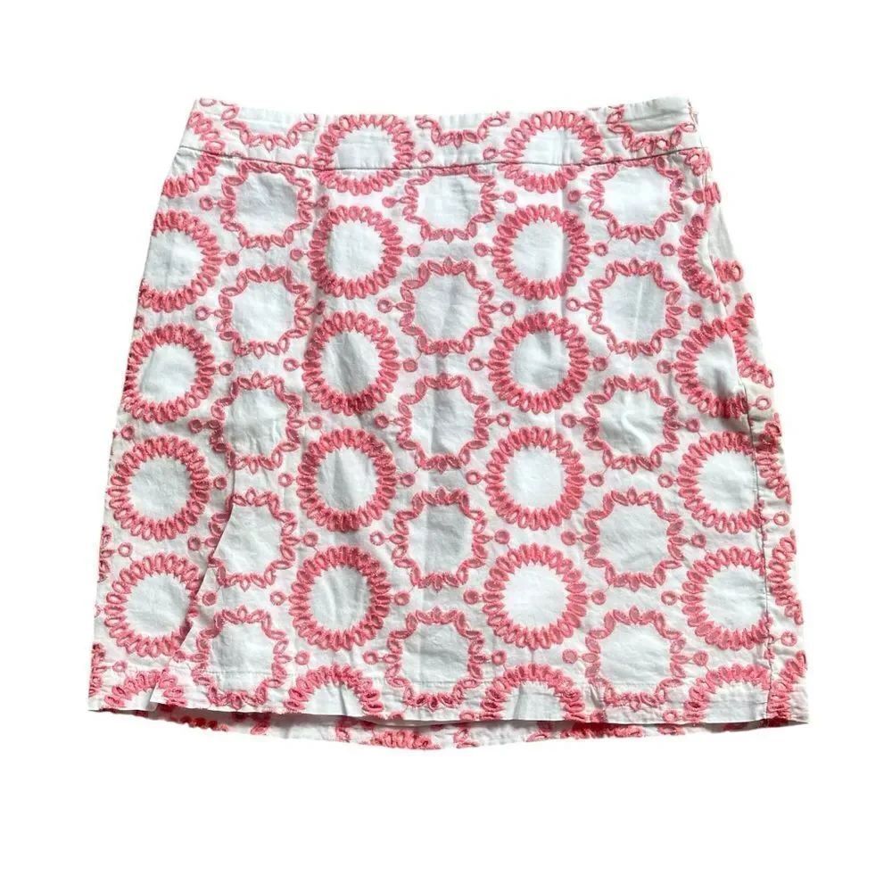Banana Republic Milly Collection Pink and White Embroidered Mini Skirt Size 0P